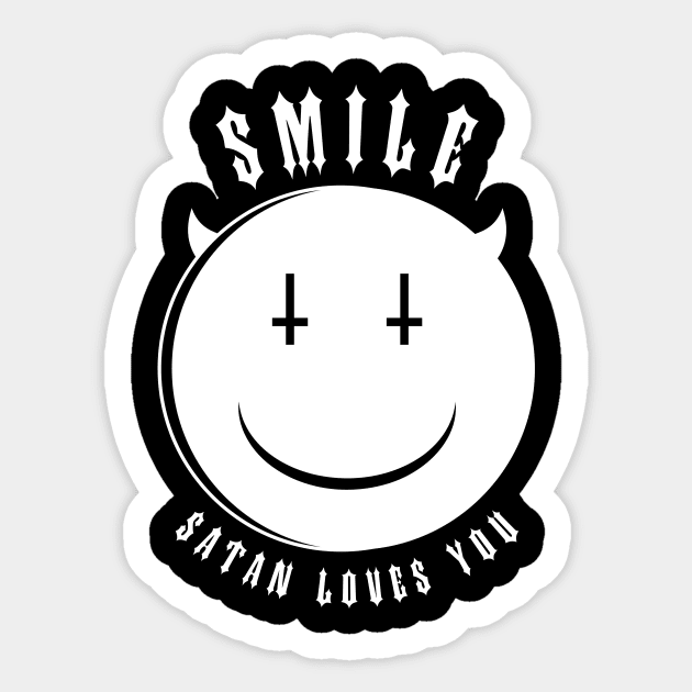 Smile, Satan Loves You Sticker by hellofcourse